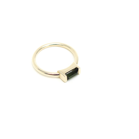 Channel Set Tourmaline Baguette in Yellow Gold